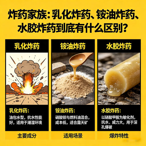 中兴镇炸药家族：乳化炸药、铵油炸药、水胶炸药到底有什么区别？